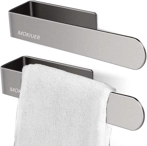 MOKIUER Hand Towel Holder Hand Towel Ring Towel Bar for Bathroom Kitchen Self Adhesive,Stainless Steel Brushed.Pack of 2