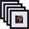 BLEUM CADE 8x8 Picture Frames 4 Pack, Display Pictures 4x4 or 5x5 with Mat Black Solid Wood Photo Frame with 2 Mats for Table Top Display or Wall Mounting, Hanging Hardware Included, Black