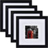 BLEUM CADE 8x8 Picture Frames 4 Pack, Display Pictures 4x4 or 5x5 with Mat Black Solid Wood Photo Frame with 2 Mats for Table Top Display or Wall Mounting, Hanging Hardware Included, Black