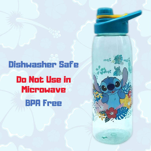 Silver Buffalo Disney Lilo and Stitch Tropical Refill Times Tritan Water Bottle, Screw Top Lid, 28 Ounces