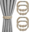 OZZEG 2 Pack/4 Pack Curtain Tiebacks Decorative Magnetic Curtain Tiebacks Ties for Drapes Curtain Holdbacks for Outdoor Indoor Window Home Office Decor (Beige, 4)