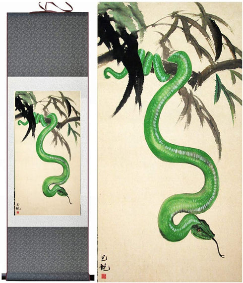 Zzooi Chinese Lucky Painting Dragon and Phoenix Wall Art Hanging Silk Art Prints,Asian Spiritual Animals Painting