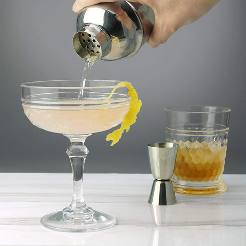 PG Professional Cocktail Shaker - 24 oz Stainless Martini Tin with Built-in Strainer and Measuring Cup - Perfect for Mixing Drinks