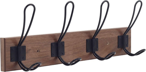 Rustic Wall Mount Coat Rack, Wall Coat Rack Hanger with 4 Coat Hooks,Office Entryway Bedroom Hanging Coat Hat Bag Robes Jacket Towel(A)
