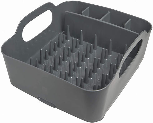 Umbra Tub Dish Drying Rack Lightweight Self-Draining Dish Rack for Kitchen Sink and Counter at Home, RV or Motorhome, Charcoal