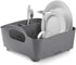 Umbra Tub Dish Drying Rack Lightweight Self-Draining Dish Rack for Kitchen Sink and Counter at Home, RV or Motorhome, Charcoal