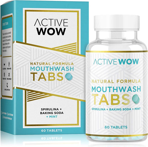Mouthwash Tabs with Baking Soda, Mint & Spirulina - Natural Chewable Breath Freshening Tablets - Fluoride-Free, Alcohol-Free, Vegan, and Sugar-Free (1 Pack)
