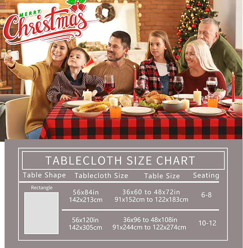 Plaid Tablecloth 56x120 Inch Black and Red Check Tablecloth Farmhouse Table Cover Spring Party Decor Holiday Table Decoration
