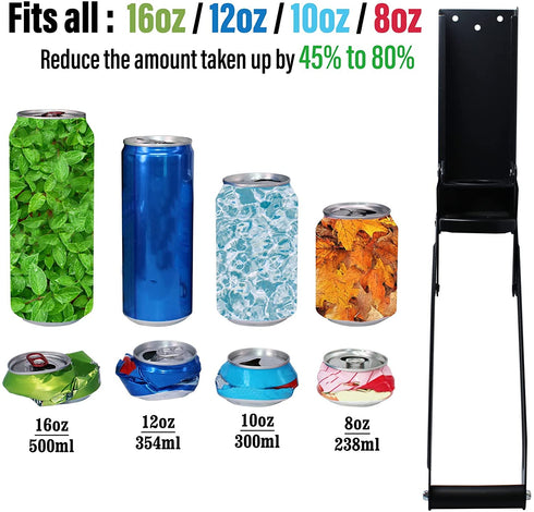 laffeya Can Crusher 16oz, Bottle Opener, Aluminum Can Crushers, Eco-Friendly Can Crusher Wall Mounted Soda Beer Smasher Recycling Tool (16 oz, Black)