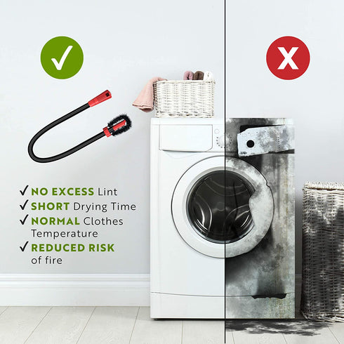 MagiLint Dryer Vent Cleaner Kit - 2 in 1 Brush and Vacuum Attachment for Cleaning Dryer Lint Trap - Universal Flexible Crevice Tool for Lint Remover - Universal Hose Adapter Cleaner
