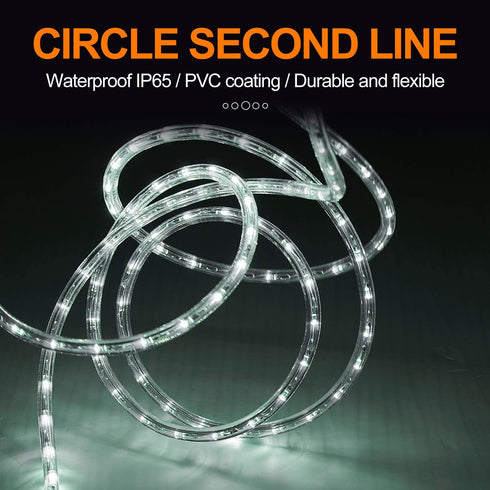 LED Rope Light 33 feet 300/LED can be Connected to 80m Flexible Transparent Waterproof Light with Indoor and Outdoor Decorative Lighting, Suitable for Bedroom, Garden, Terrace, Party (Daylight White)