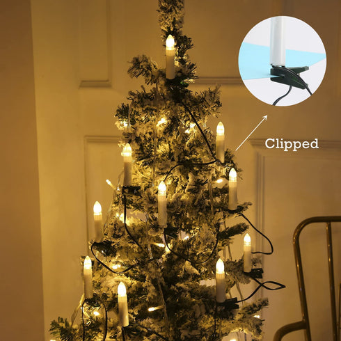 Flameless LED Candles,20 PCS Decorative Candles,Warm White Candle Lights with Clips,USB Operated Romatic Candles,Fake Candles for Holiday Decorations,Seasonal Celebration,Christmas & Wedding Decor