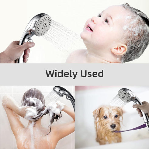 HOMELODY High Pressure Handheld Shower Head with ON/OFF Pause Switch 6-Functions Water Saving Shower head, Detachable Shower Head,Chrome Finish