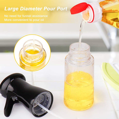 Olive Oil Sprayer for Cooking - 300ml Oil Dispenser Bottle Spray Mister - Portable Refillable Food Grade Oil Vinegar Spritzer Sprayer Bottles for Kitchen, Air Fryer, Salad, Baking, Grilling, Frying (Black)