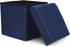 WoneNice Folding Storage Ottoman, Versatile Space-Saving Storage Toy Box with Memory Foam Seat, Max Load 100 kg Linen Navy 12 x 12 x 12 Inch