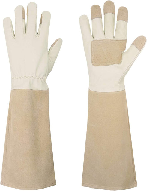 Pruning Gloves Long for Men & Women, Pigskin Leather Rose Gardening Gloves- Breathable & Durability Gauntlet Gloves Medium