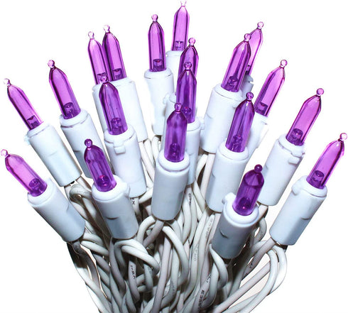 100 LED Purple String Lights, UL Certified Commercial Grade 35 Ft White Wire Always On Light String, for Indoor Outdoor Party, Garden.