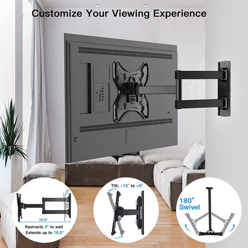 Full Motion TV Wall Mount Bracket Swivel Heavy Duty Articulating Arms Tilt for 13-42? LED LCD Flat Curved TV Screen Monitor TVs, VESA Up to 200x200mm, Weight Capacity Up to 77lbs