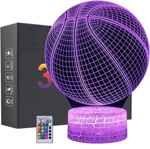 Basketball Night Light,3D Illusion Effect Lamp Light Remote Control RGB Colors&Dimmable Bday Xmas Gift Ideas for NBA Sport Lovers Kids Teen Boys Girls(Basketball)