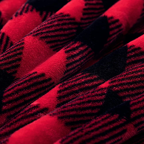 HBlife Sherpa Buffalo Plaid Christmas Throw Blanket for Couch 50X60 Inches, Super Cozy Fuzzy Fleece Warm Plush Holiday Decorative Cabin Blankets and Throws, Black and Red