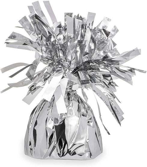 SRENTA 5.5" Silver Metallic Wrapped Balloon Weights for Birthday Party Decoration, Pack of 12