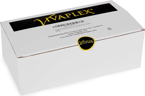 Vivaplex, Cobalt Blue, 8 ounce, Round Glass Jars, with Black Lids - 8 pack