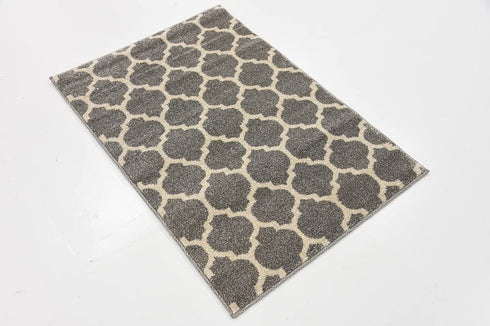 Unique Loom Trellis Collection Modern Morroccan Inspired with Lattice Design Area Rug, 2 ft 2 in x 3 ft, Gray/Beige