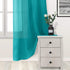 DWCN Turquoise Faux Linen Sheer Curtains - Grommet Voile Window Curtain Drapes for Bedroom Living Room 52 x 63 inch Length, Set of 2