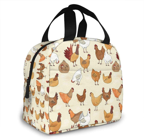 antspuent A Brood of Chickens Lunch Bag for Women Girls Kids Insulated Picnic Pouch Thermal Cooler Tote Bento Large Meal Prep Cute Bag Big Leakproof Soft Bags for Lunch Box, Camping, Travel, Fishing