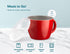Kook Ceramic Soup Mugs, with Handle and Vented Plastic Lid, Microwave Safe, Travel Cups, for Coffee, Cereal, Noodles and Tea, 25 oz, Set of 2,Cherry/Grey
