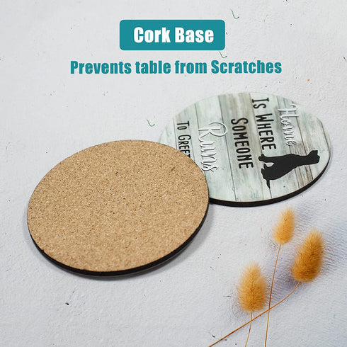 Coasters,Cute Dog Coasters with Holder,Waterproof Coasters for Drinks,Funny Dog Coasters for Drinks Suitable for Coffee Table,Kinds of Cups,Cork Base Coasters,Coaster Set of 8,Housewarming Gifts