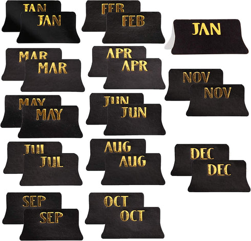 AIEX 24Pcs Monthly Tabs Calendar Stickers, Monthly Calendar Stickers Tabs Adhesive Index Tabs for Planners, Journal, Notebook, Agendas and Organizers, Office and Sturdy (Black)