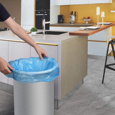 Compostable Trash Bags , 13-15 Gallon Biodegradable Trash Bags Recycled Garbage Bags Unscented Wastebasket Liners for Kitchen Office(75 Counts, Blue)