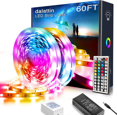 60ft Led Lights,dalattin Led Strip Lights for Bedroom Color Changing Lights with 44 Keys Remote Controller Led Strip Lights,2 Rolls of 30ft