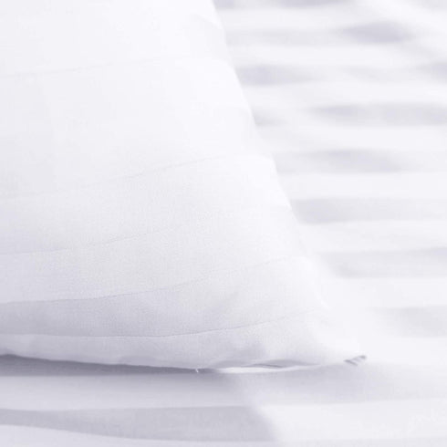 CALIFORNIA DESIGN DEN Soft & Silky 500 Thread Count 100% Cotton is Cool & Smooth, 2 White Standard Pillow Cases Fits Standard & Queen Pillows (Damask Stripe - Pure White)