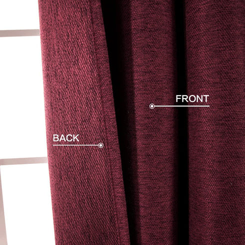 MIULEE Thermal Insulated Linen Curtain for Bedroom Living Room Home Decor Room Darkening Farmhouse Grommet Textured Window Blackout Drape Light Block, 1 Panel W 52 x L 84 Inch Burgundy Red