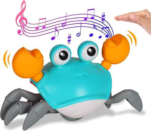 scientree Crawling Crab Baby Toy with Light Up and Music , Toddler Interactive Toys with Sensor Obstacle Avoidance Function,USB Rechargeable, Fun Moving Toy for Babies, Toddlers and Kids
