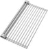 Roll Up Dish Drying Rack (17.3''X13''), Silicone Wrapped Steel Rods, Anti-Slip, Anti-Rust, Strong, Heat Resistant, Over The Sink Multipurpose Dish Drying Racks