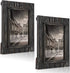 Farmhouse Picture Frames 5x7 - Solid Wood Black Rustic Finished With High Definition Glass Vertically Or Horizontally For Tabletop Display And Wall Hanging (Pack Of 2)