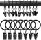 AMZSEVEN 100 Pack Metal Curtain Rings with Clips, Curtain Hangers Clips, Drapery Clips with Rings, Drapes Rings 1 in Interior Diameter, Fits Diameter 5/8 in Curtain Rod, Vintage Black