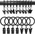 AMZSEVEN 100 Pack Metal Curtain Rings with Clips, Curtain Hangers Clips, Drapery Clips with Rings, Drapes Rings 1 in Interior Diameter, Fits Diameter 5/8 in Curtain Rod, Vintage Black