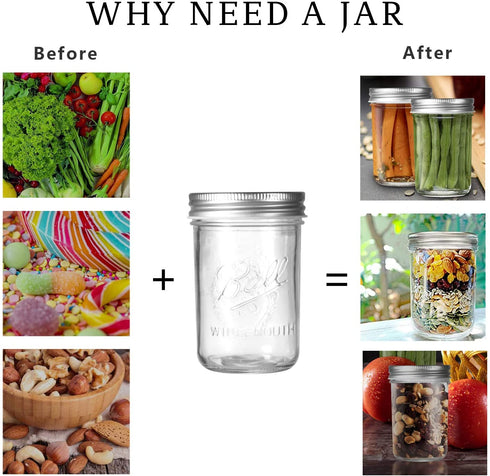 Ball Mason Jars 8 OZ, OAMCEG 12 Pack Canning Jars with Lids & Straws for Regular Mouth Mason Jars, 100% Recycled Sipper Mason Jar Drinking Glasses/Jars/Mugs, Ideal for Juice, Jam, Honey, Spices