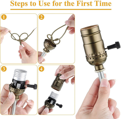 2 Pcs Lamp Light Kit Table Repair Make a Lamp Kit with 3 Way Socket DIY Lamp Wiring Parts Lamp Rewire Kit for DIY Lamp Design