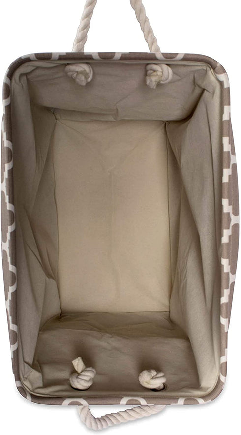 DII Polyester Container with Handles, Lattice Storage Bin, Large, Brown