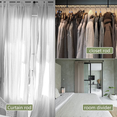 Ceiling Curtain Rod Brackets, 1 Inch Heavy Duty Curtain Rod Bracket Black Closet Flange Rod Holder End Support 8 Pack Curtain Pole Holders Sockets Ceiling Mount Curtain Rod Bracket for Wardrobe