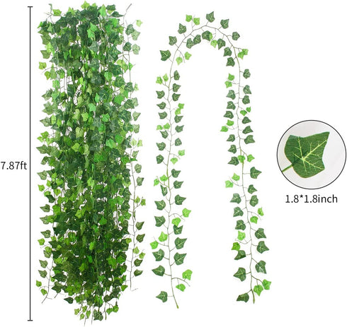 Joyhalo 24 Pack Fake Ivy - Vines Artificial Ivy Leaf Plants, Silk Ivy Garland Greenery Artificial Hanging Plant for Party Garden Outdoor Wedding Wall Decor