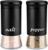 Salt and Pepper Shakers Set, Stainless Steel Black Salt and Pepper Shakers with Clear Glass Bottom, 5 oz Farmhouse Salt and Pepper Set for Cooking Table, RV, BBQ, Easy to Clean & Refill