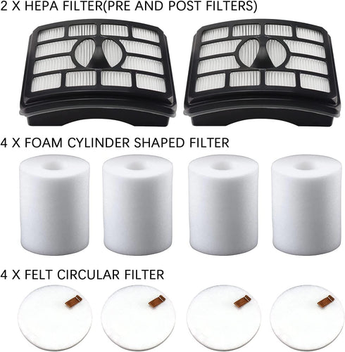 Replacement Filters for Shark Rotator Pro Lift-Away NV500, NV501, NV502, NV503, NV505, NV510, NV520, NV552, UV560, Compared to Part # XFF500 & XHF500 (2 Post Filters + 4 Foam & Felt Filters)