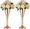2 Pcs Set Metal Wedding Flower Trumpet Vase Stand Table Decorative Centerpiece Artificial Flower Arrangements for Anniversary Ceremony Party Birthday Event Aisle Home Decoration (Gold)