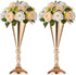 2 Pcs Set Metal Wedding Flower Trumpet Vase Stand Table Decorative Centerpiece Artificial Flower Arrangements for Anniversary Ceremony Party Birthday Event Aisle Home Decoration (Gold)